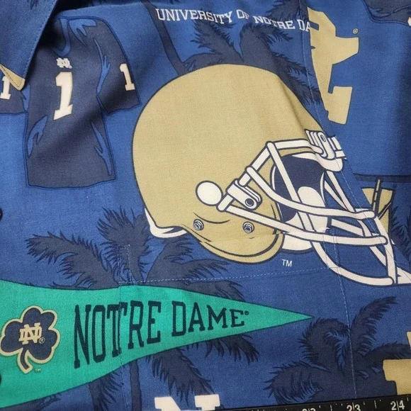 Reyn Spooner Sports Blue Shirt Size XXL University of Norte Dame Football Irish - Picture 13 of 16